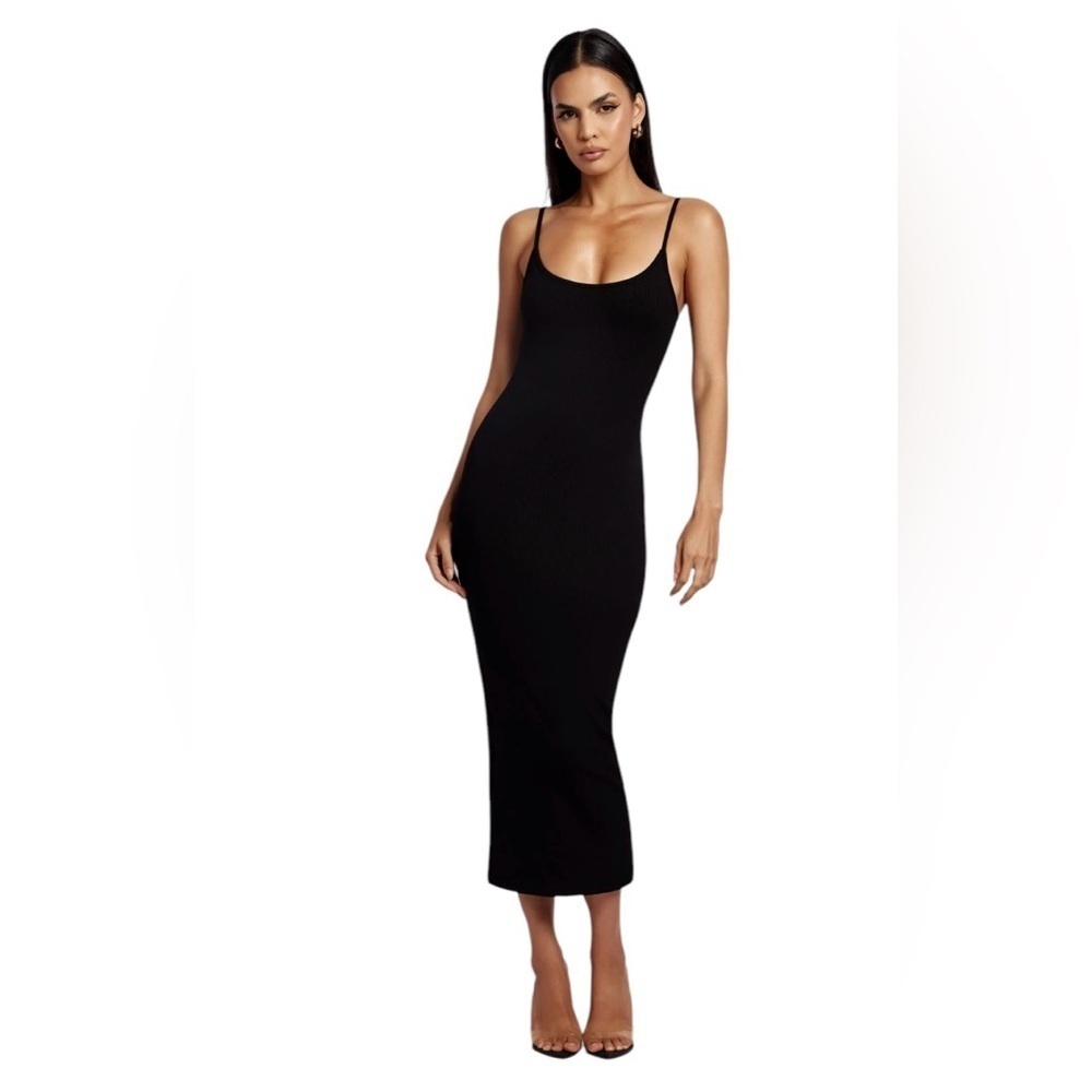 Alexis Ribbed Cami Midi Dress - Black Meshki NWT Size Large